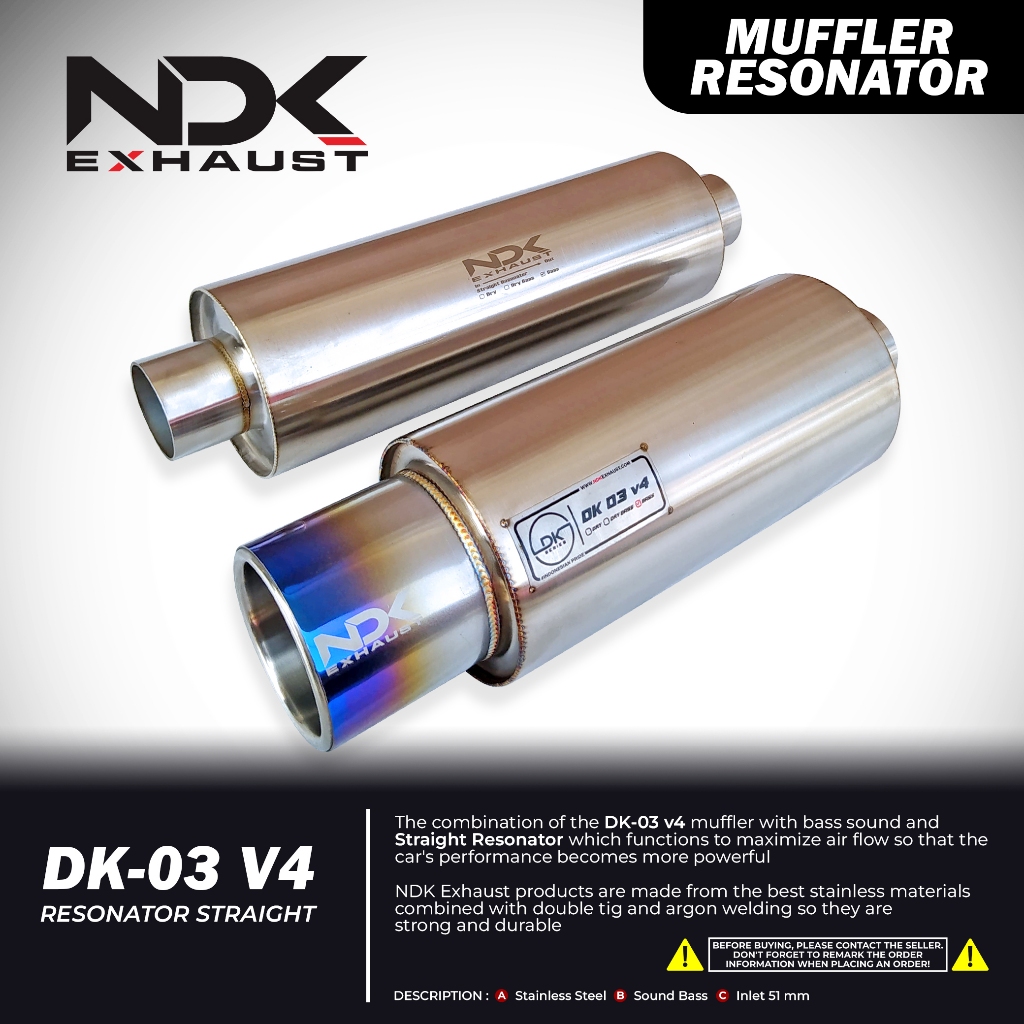 NDK EXHAUST RESONATOR STRAIGHT DAN MUFFLER DK 03 V4 MOBIL DAIHATSU FEROZA KNALPOT MOBIL RACING
