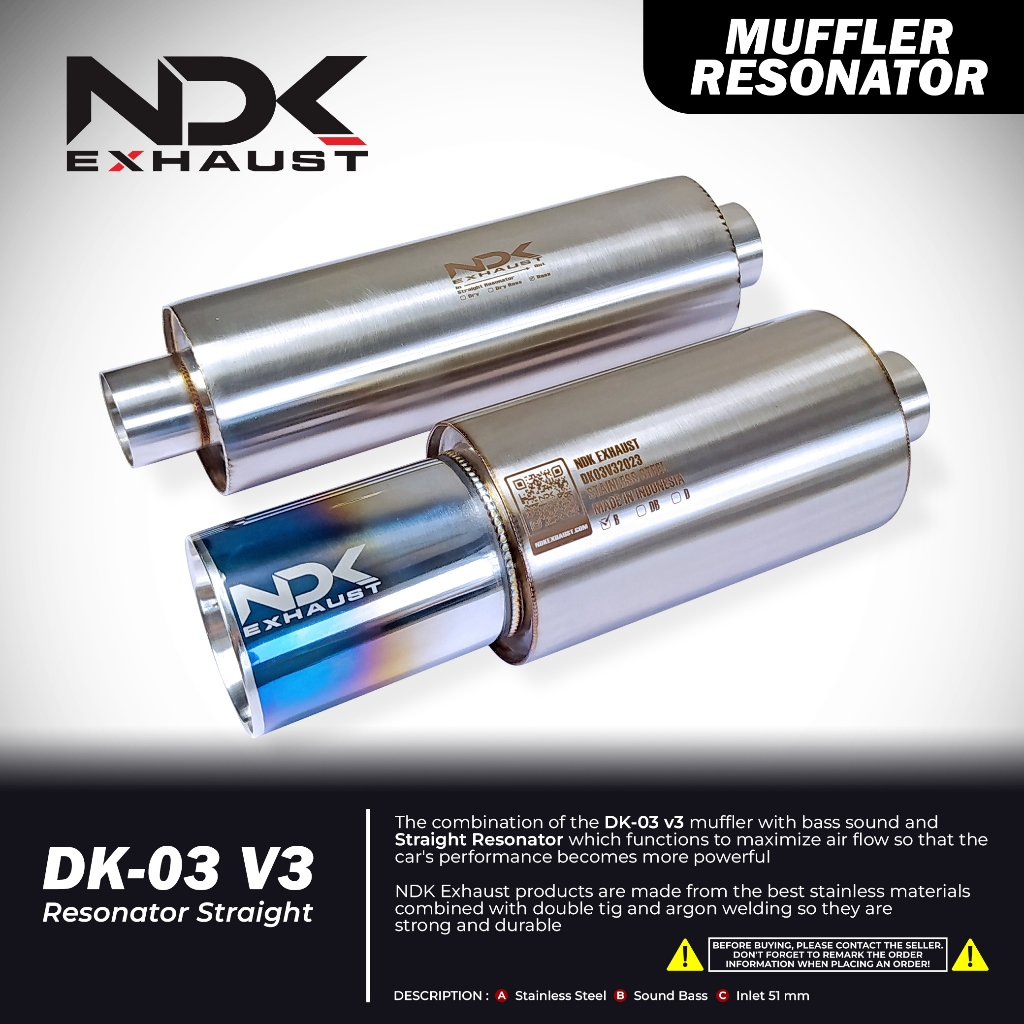 NDK MUFFLER RESONATOR DK-03V3 & RESONATOR STRAIGHT NEW TYPE MOBIL DAIHATSU FEROZA BY NDK EXHAUST KNA