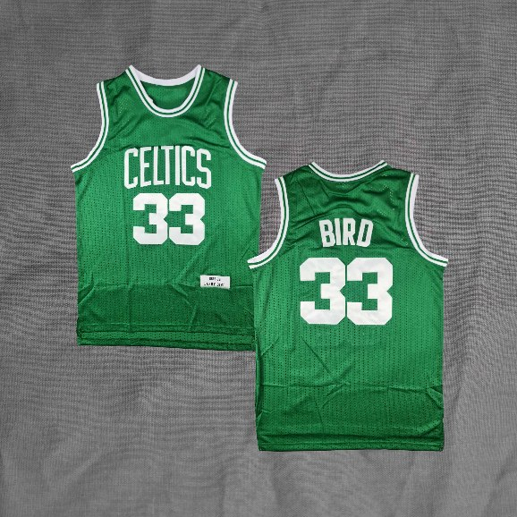 BORDIR Baju Jersey Basket Retro Larry Bird Celtics Classic Hijau