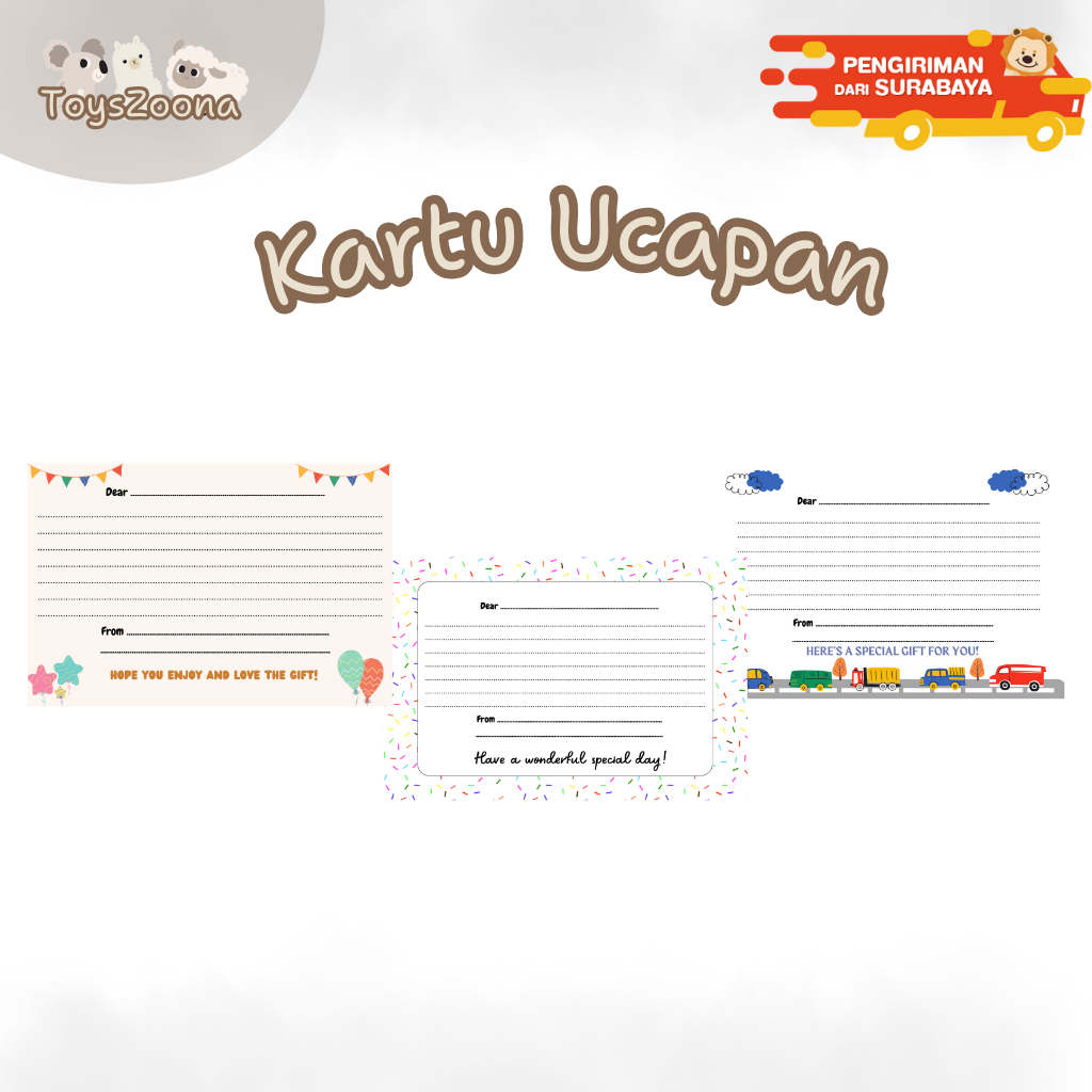 

[SBY] ToysZoona Kartu Ucapan / Greeting Card (Ditulis Tangan)