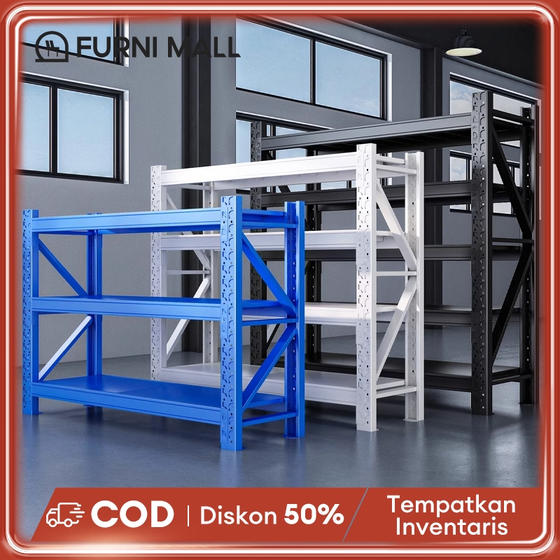 Rak Besi Susun 120*60*200CM Rak Penyimpanan Gudang Rak barang Rak Dapur Rak Buku Minimalis Rak Besi 