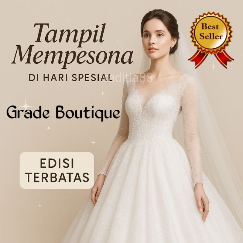 OBRAL CUCI GUDANG-kebaya akad nikah wanita brukat  dress pesta pengantin wedding putih mewah elegant