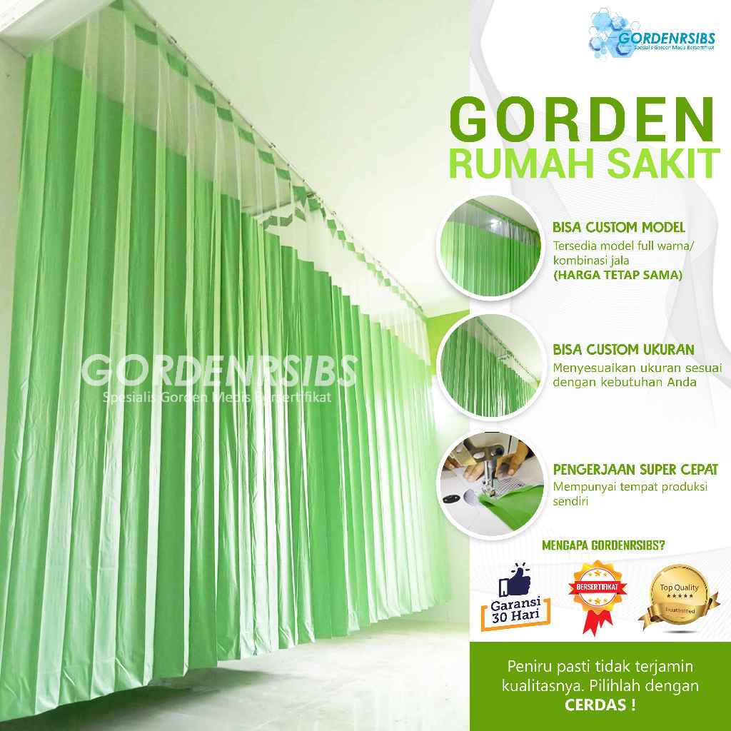 GORDEN RUMAH SAKIT KLINIK SEMI PVC - BAHAN ANTI BAKTERI - TIRAI UGD ANTI DARAH