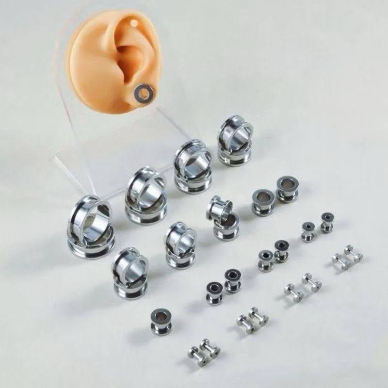 Anting Piercing Plug Telinga Stainless Steel Terowongan [BISA COD]