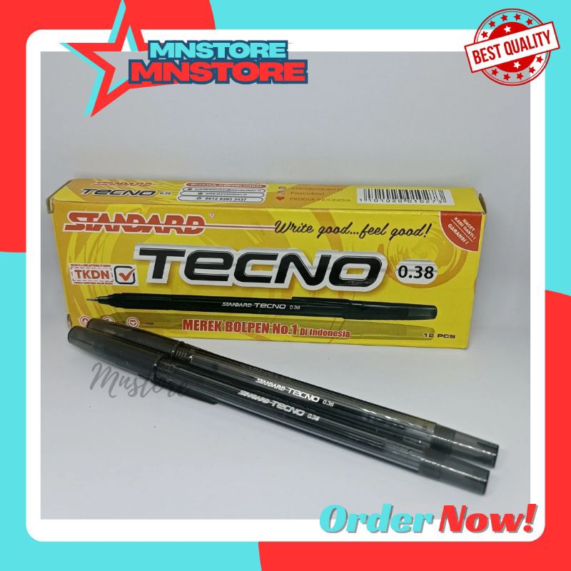 

STANDARD pulpen tecno 0.38 - (BOX) pulpen warna hitam biru merah