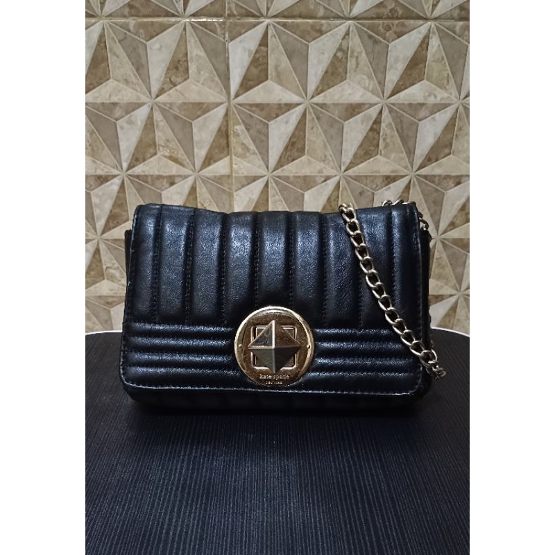 Kate Spade Gold Coast Evangaline Quilted Black Original Auth