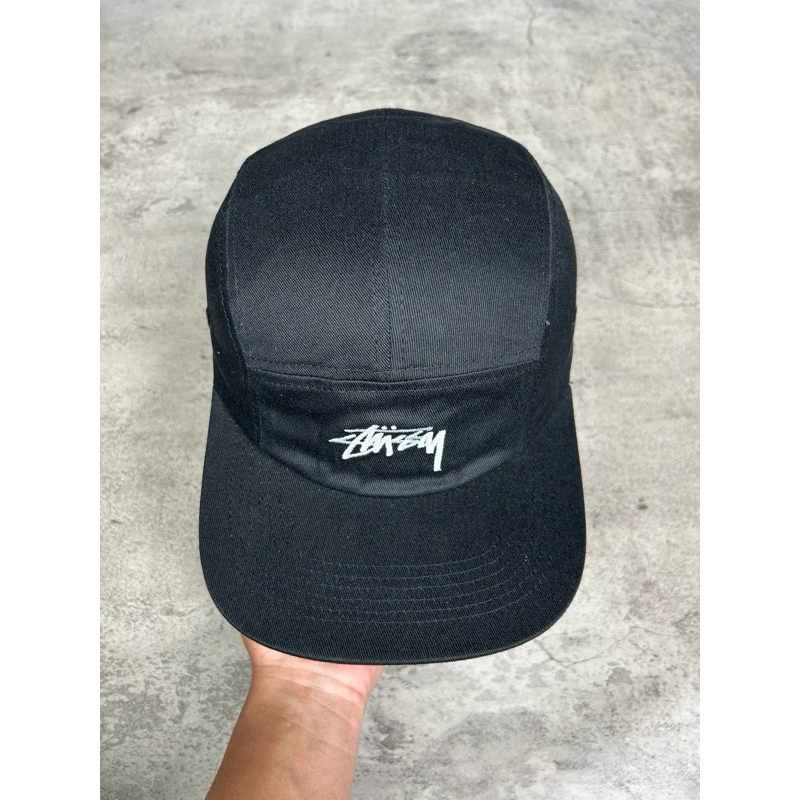 Topi Stussy 5 Panel Hitam Bahan Cotton