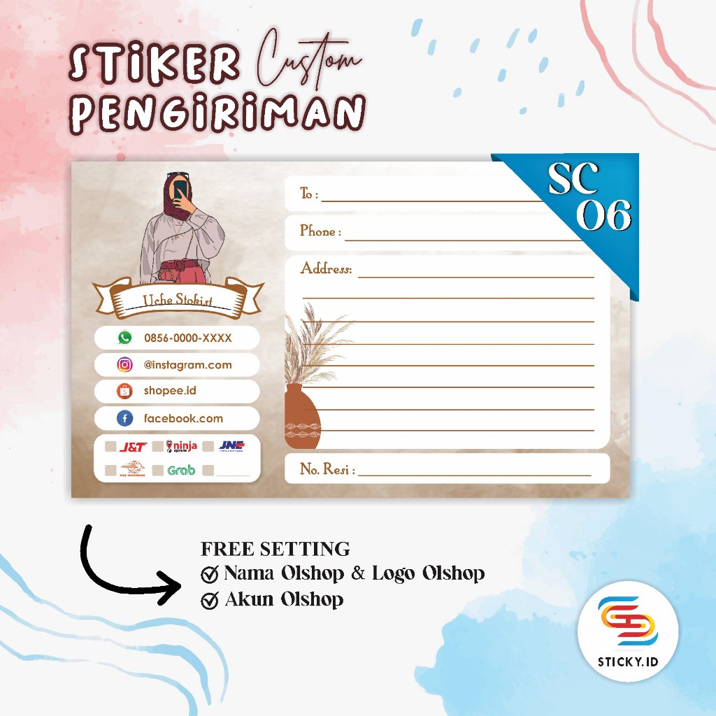 

STIKER LABEL PENGIRIMAN OLSHOP CUSTOM FULL COLOUR BAHAN MATTE / GLOSSY PREMIUM