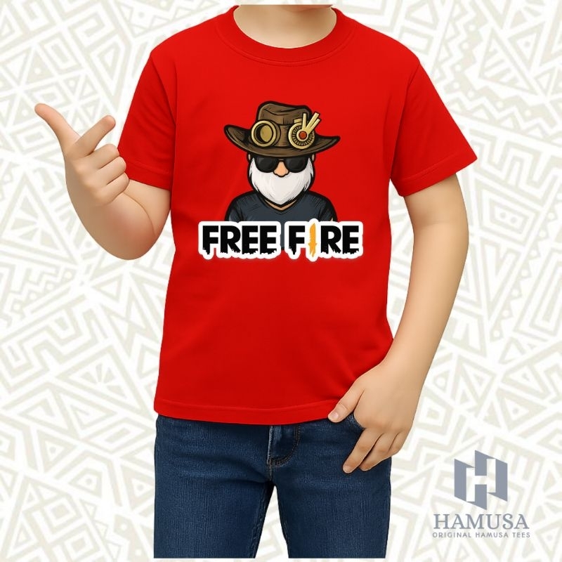 HAMUSA Kaos Distro Anak FREE FIRE Jenggot BNL Usia 1-10 Tahun Kaos Free Fireee