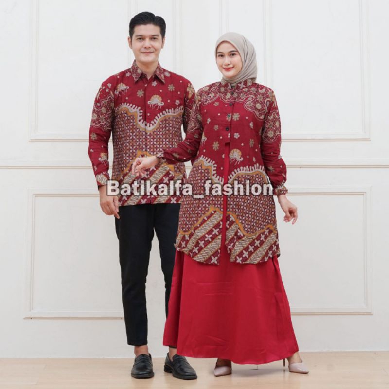 COD -batik couple -gamis batik couple -batik kapelan suami istri- batik couple pasangan - baju coupl