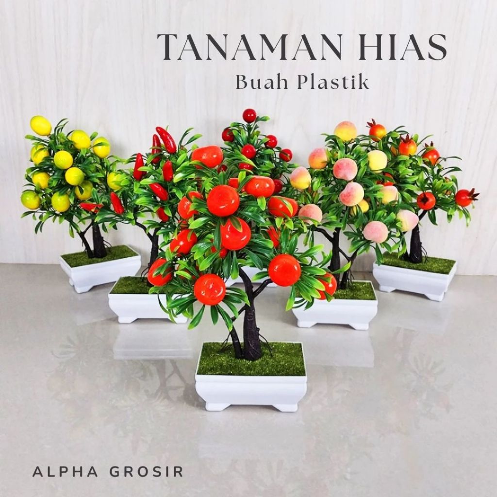 Alpha Tanaman Hias Buah Plastik | Pot Tanaman Buah Cabe Jeruk Lemon Palsu | Dekorasi Rumah Ornamen T