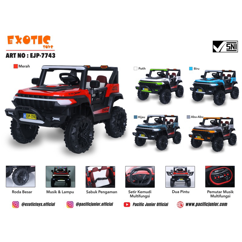 Mainan Anak Mobil Aki Jeep Exotic 7743 | Mobil Exotic Jeep 7743