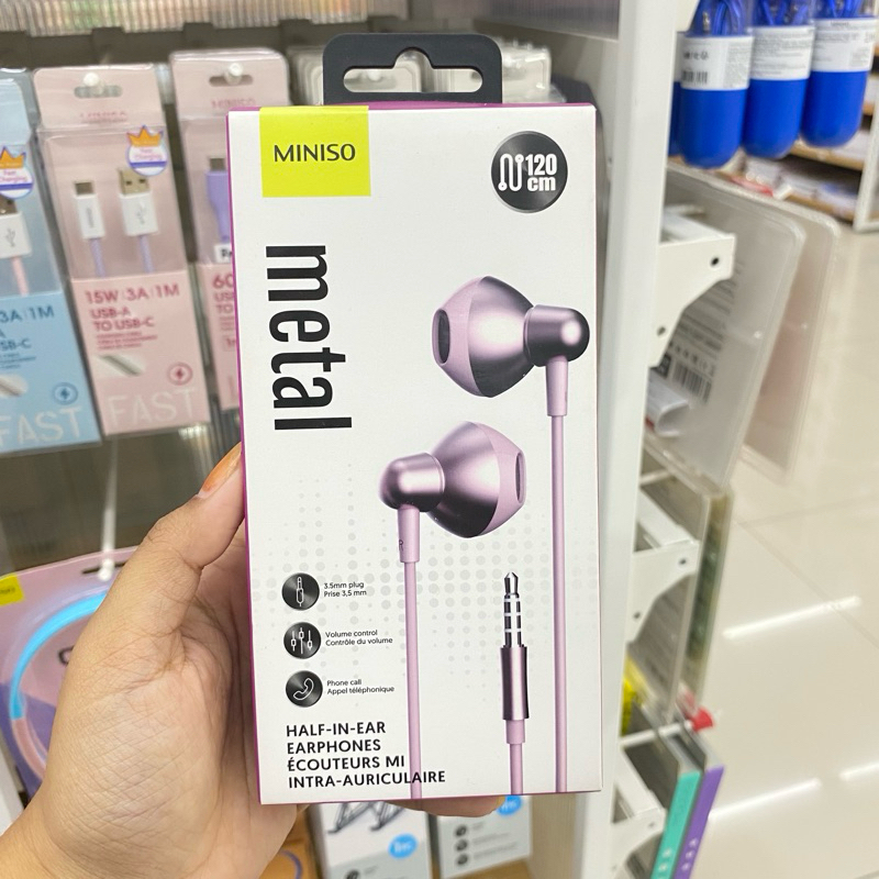 Miniso Metal Half In Ear Earphones / headset kabel