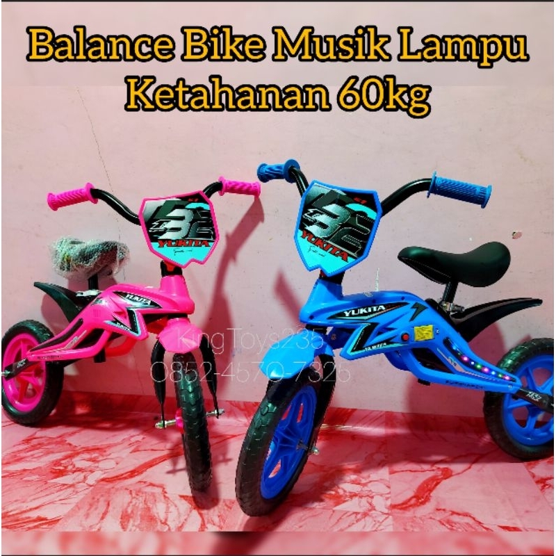Mainan Anak Sepeda Balance Bike Keseimbangan Seimbang Balancing Bonus Batrai Musik Lampu Lagu Suara Ketahanan 60Kg Ride On Tricycle Kuat Kokoh Tebal Kado Pontianak