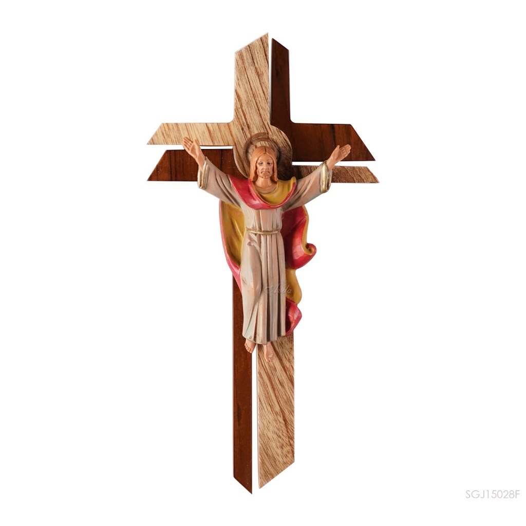 Salib Gantung Yesus Bangkit Kayu Jati Devosi Katolik