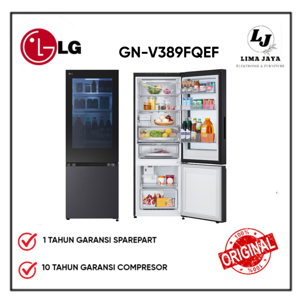 Kulkas 2 Pintu LG GN-V389FQEF Kulkas LG Instaview Freezer bawah