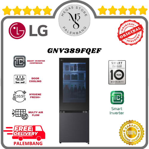 Kulkas LG Bottom Freezer Instaview Kulkas Freezer Bawah 368L / 340L - GNV389FQEF