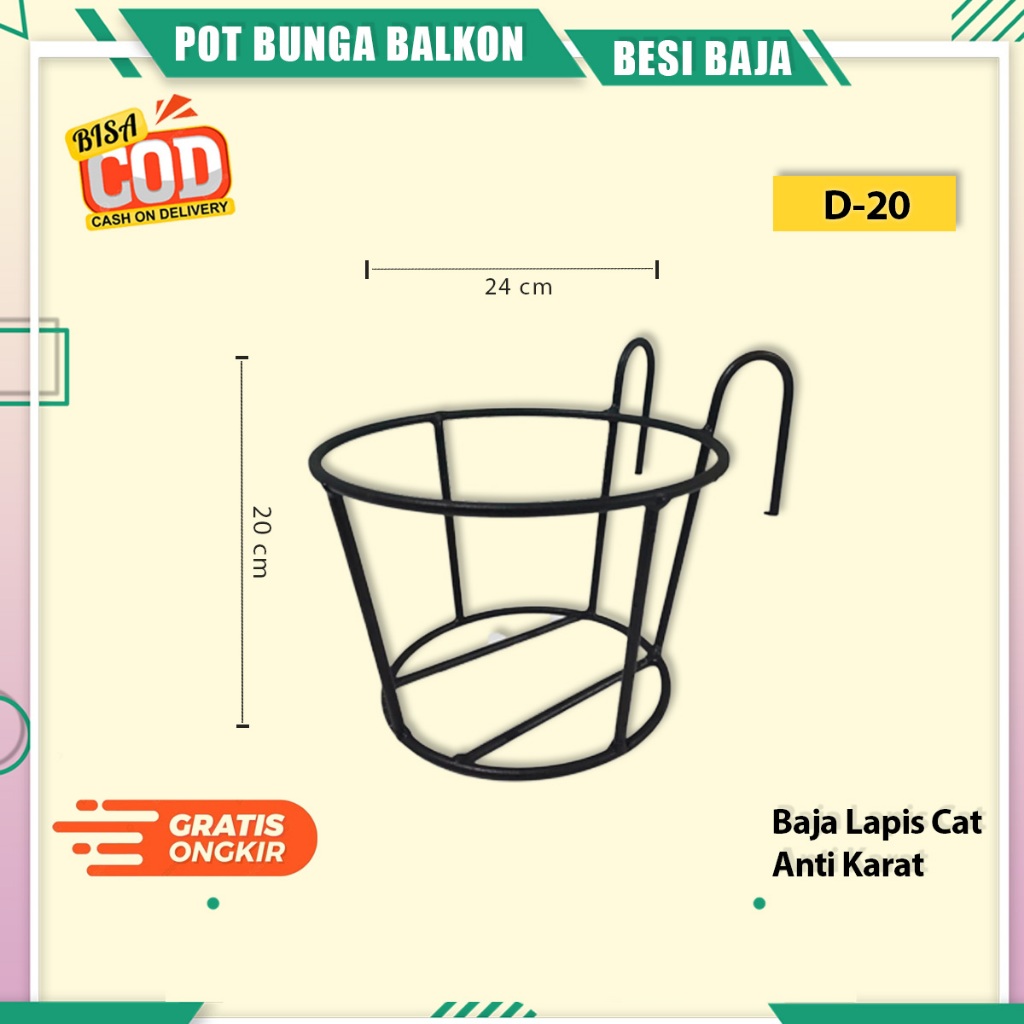 RAK BUNGA BALKON BESI MINIMALIS ✅ TAHAN KARAT ✅ UNTUK POT TANAMAN GANTUNG ✅ DEKORASI RUMAH & TAMAN