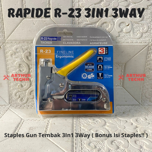 

TERBARU!! Staples Gun Rapide R-23 3Way 3IN1 ( Bonus Isi Staples!! ) | Staples Tembak 3Way 3IN1 Rapide