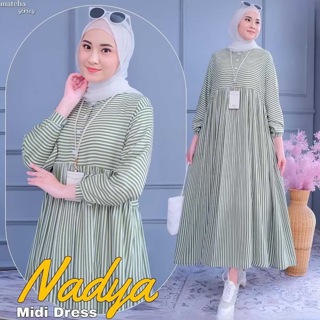 TERBARU  NADYA MIDI DRESS KEKINIAN | MIDI DRESS SALUR | PAKAIAN MUSLIM WANITA | FASHION WANITA