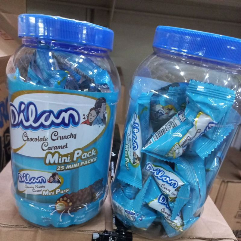 

coklat dilan choco crunchy caramel toples isi 25 bungkus