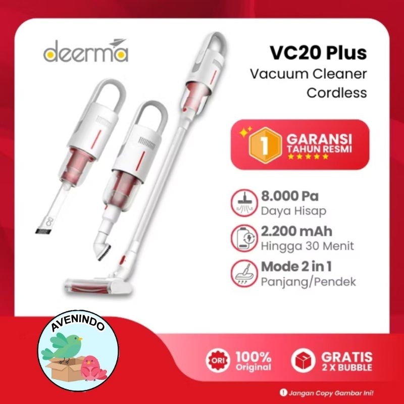 Deerma VC20 Pro Wireless Vacuum Cleaner 2-in-1, 0.6L Dustbin, 55 Menit, HEPA, Pel Basah
