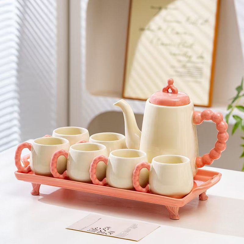Teko Set Mutiara 8 Pcs (1 Teko, 6 Cangkir, dan 1 Nampan) / Pearl Tea Set