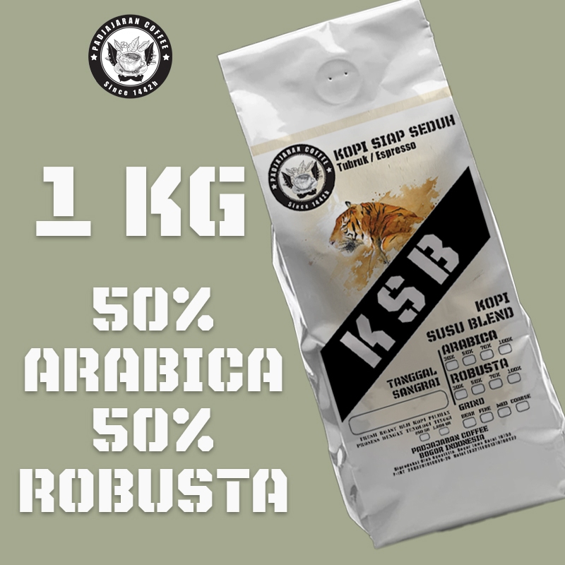 

KSB 50% Arabica 50% Robusta 1 Kg Biji Kopi House Blend Terbaik untuk Es Kopi Susu Kekinian | Fresh Roast Medium-Dark | Sangrai Komputerisasi | Cocok untuk Cafe, UMKM, Home Brewing | Ready Stock & Bisa Request Gilinga