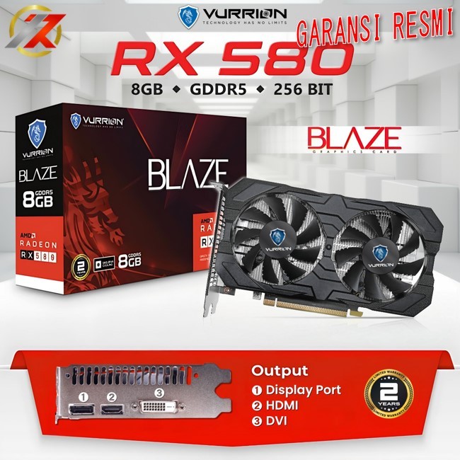 VURRION BLAZE RADEON RX580 8GB RX 580 8G RX-580 8GB AMD RADEON