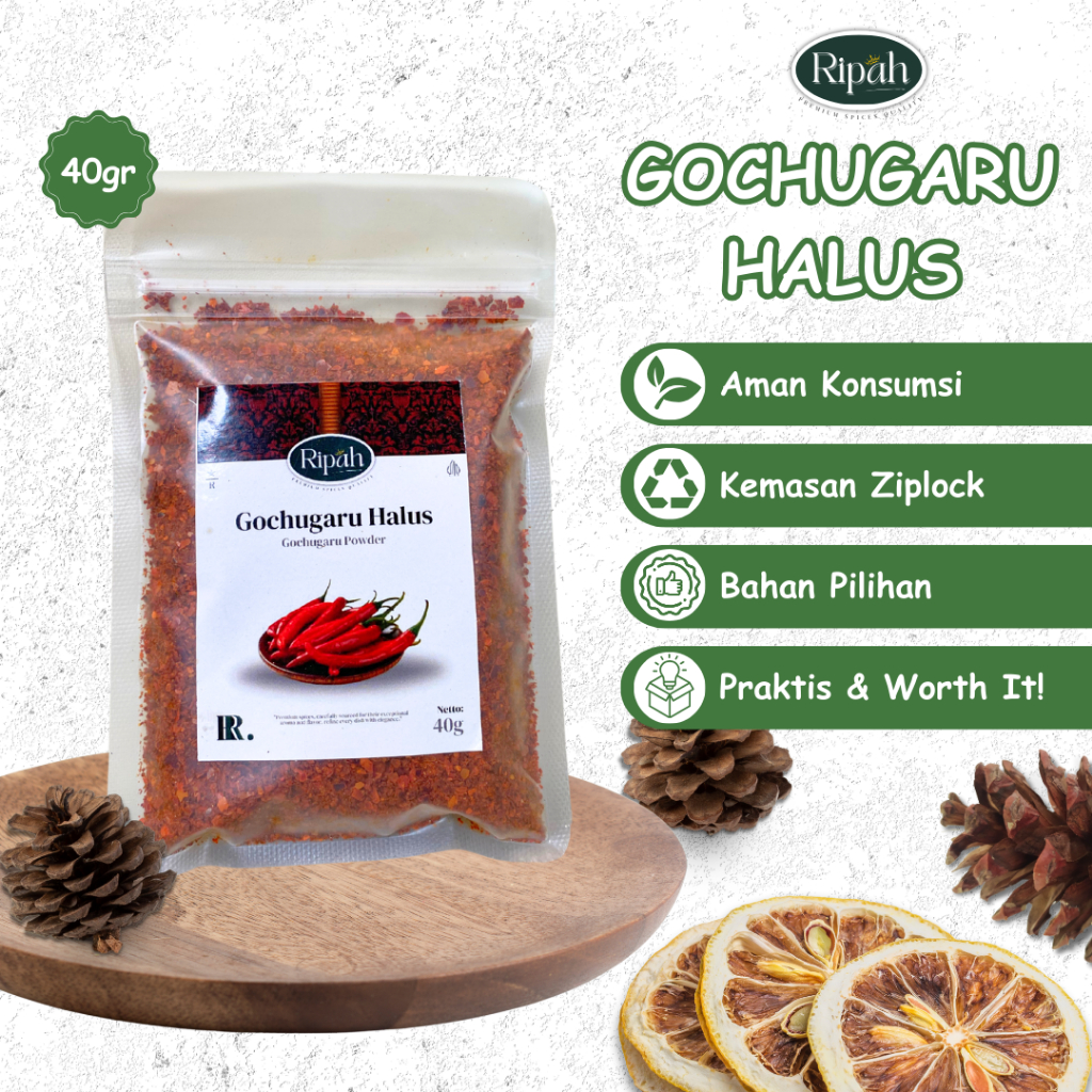 

Gochugaru Cabe Bubuk Halus Korea Halal 40 Gr / Ripah Rempah Premium