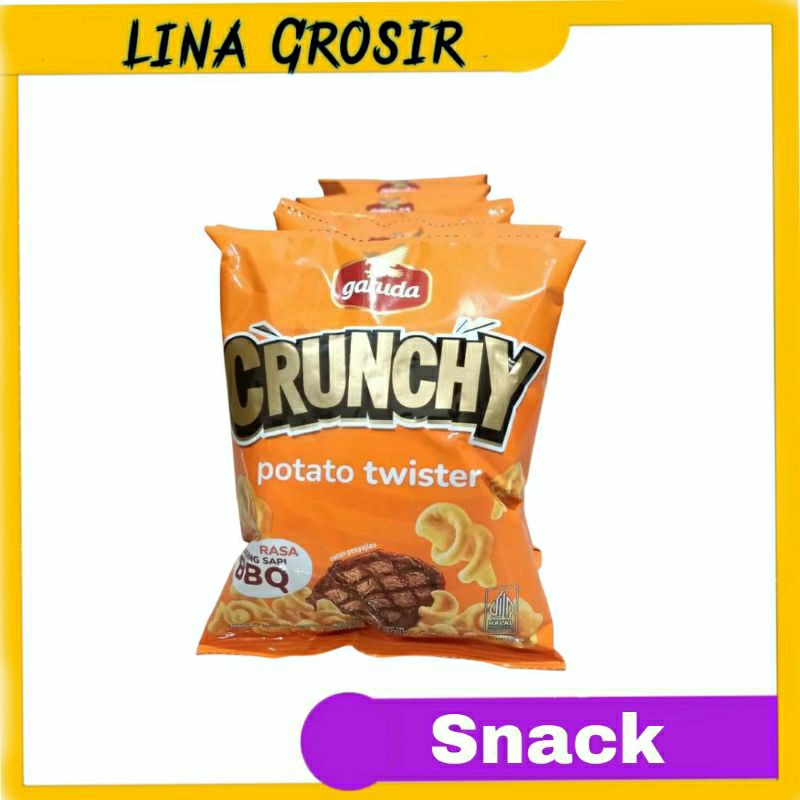 

Garuda Crunchy Twister Potato BBQ 17gr @ 1Rcg/10pcs