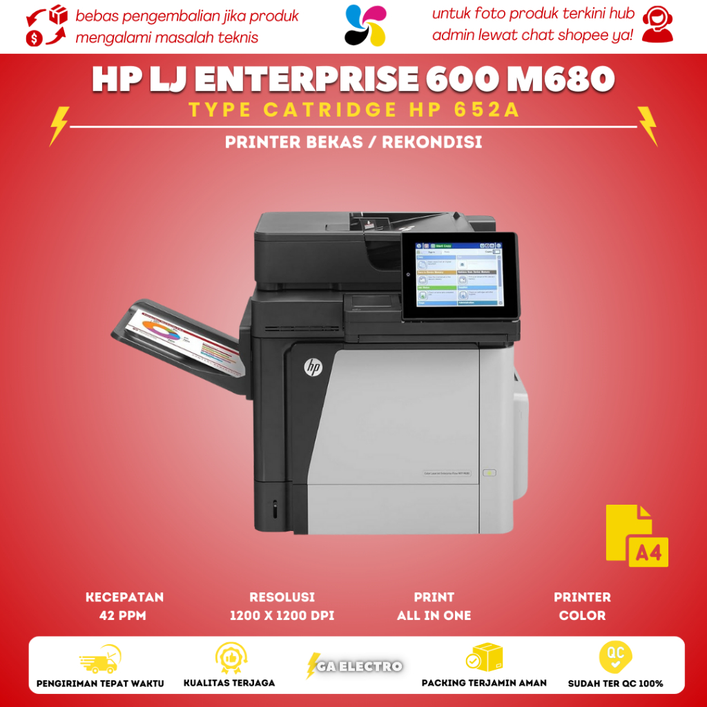 printer hp color laserjet enterprise 600 mfp m680 - printer scan copy print A4 F4