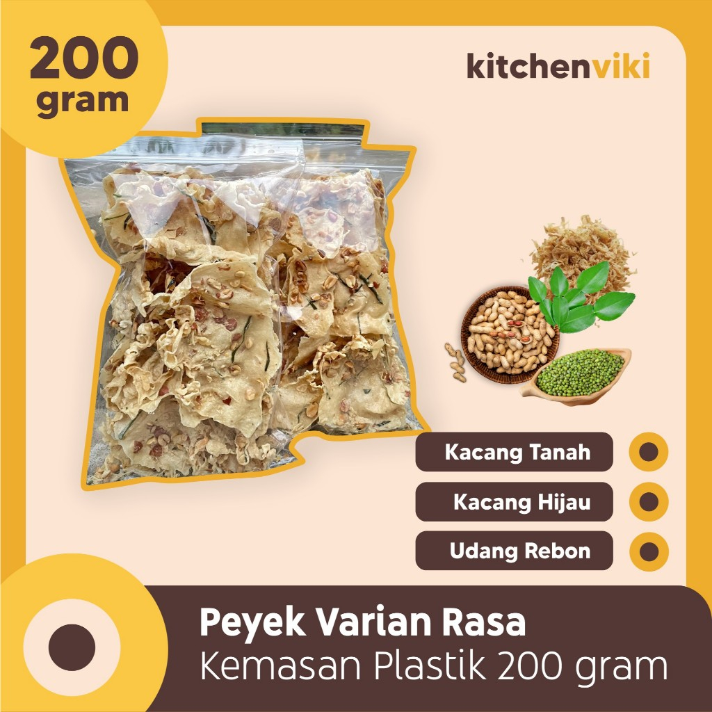 

Peyek Kacang Tanah, Rebon, Kacang Hijau dan Bayam Kemasan Plastik Kecil