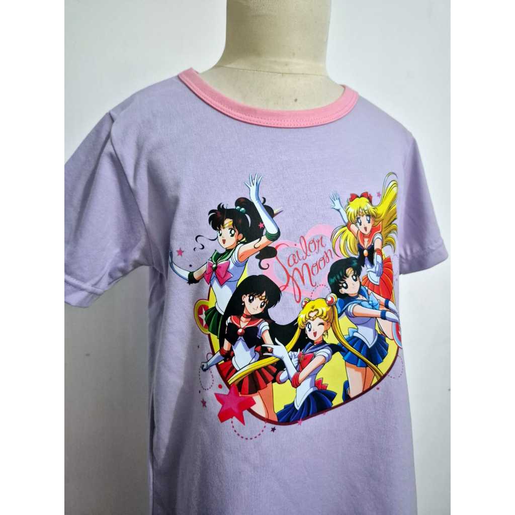 Helo Piyama - Baju Tidur Stelan Kaos Anak Cewek Sailor Moon Rame Ungu