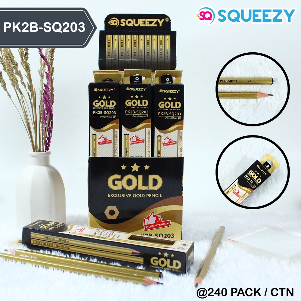 

[1kotak] Pensil 2b SQUEEZY SQ-203 GOLD/PENSIL 2B SQUEEZY 203 EMAS