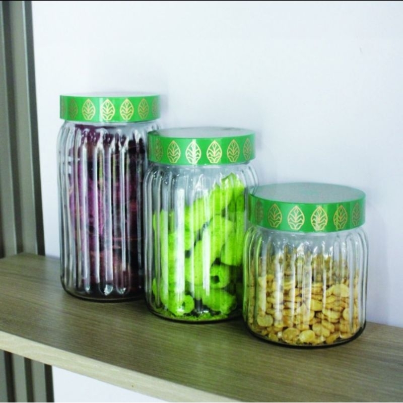 

snack wadah toples kaca 1 paket isi 3 toples