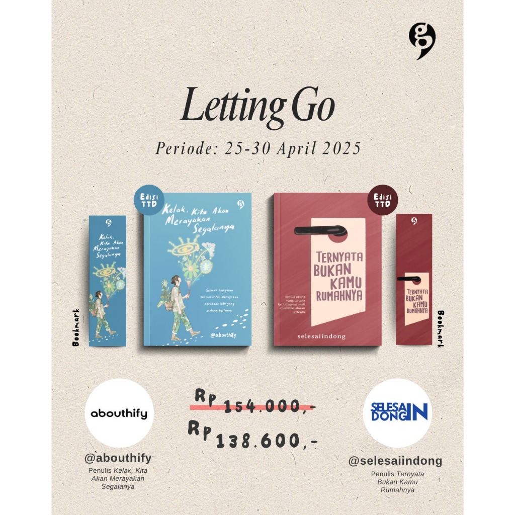BUKU TERNYATA BUKAN KAMU RUMAHNYA  ED TTD & BUKU KELAK KITA AKAN MERAYAKAN SEGALANYA TTD + BOOKMARK