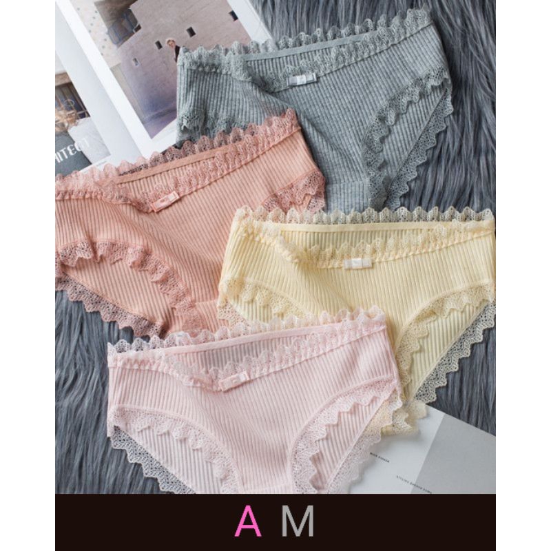 AM CD Celana Dalam Wanita Renda Garis CD Import Motif Pita 2018