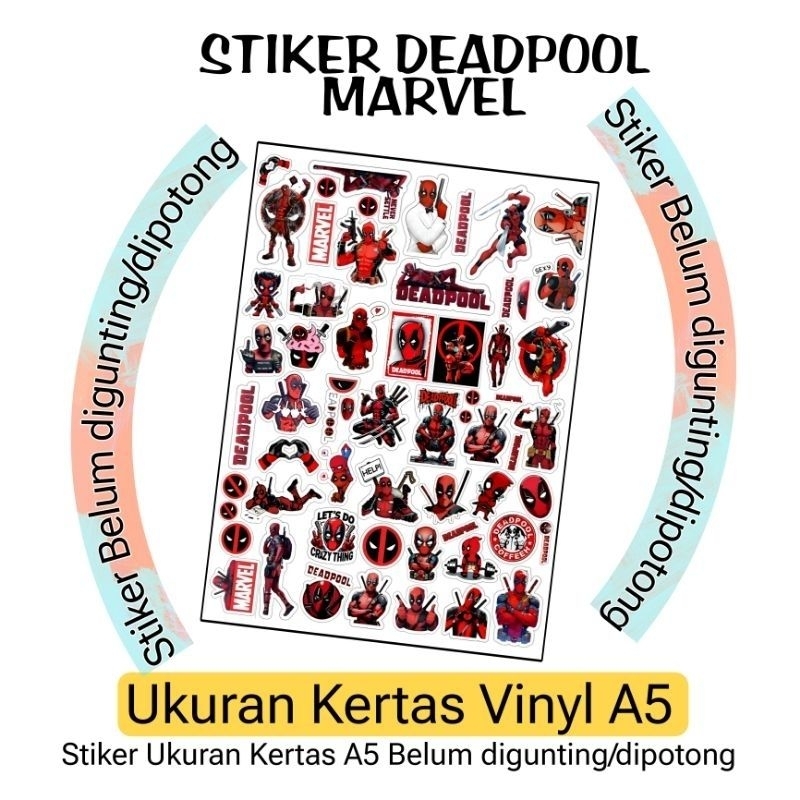 

STIKER DEADPOOL BELUM DIPOTONG / BAHAN VINYL UKURAN A5 / STICKER / STIKER KARAKTER LUCU