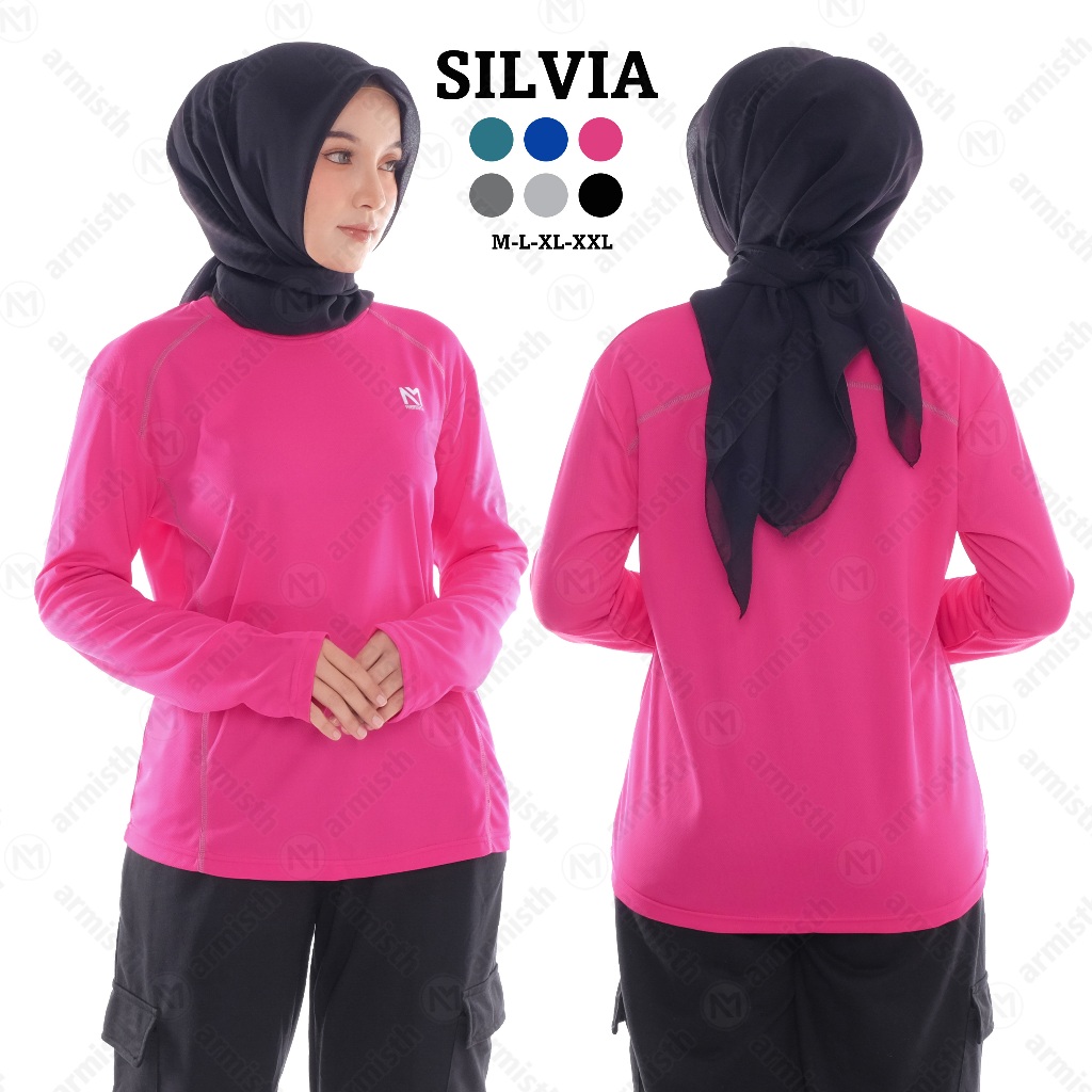 RISHAL - Baju Kaos Olahraga Dry Fit Silvia Premium Atasan Wanita Running Yoga Zumba Senam Sport Musl