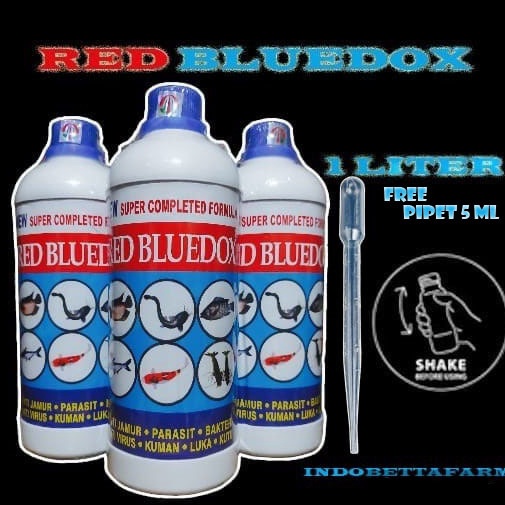 Bisa Cod RED BLUEDOX 1 LITER RED BLUEDOX 1ML OBAT KUTU IKAN FREE PIPET 5 ML