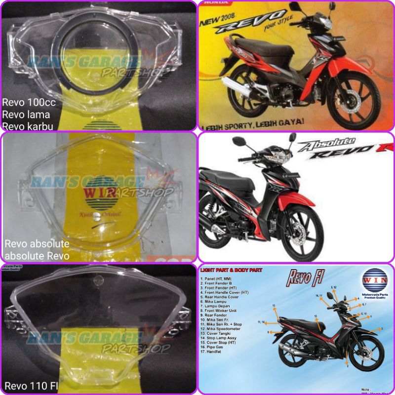 WIN MIKA KACA KM HONDA REVO 100 CC KARBU REVO ABSOLUTE REVO FI INJEKSI REVO LAMA BARU OLD NEW ABSOLU