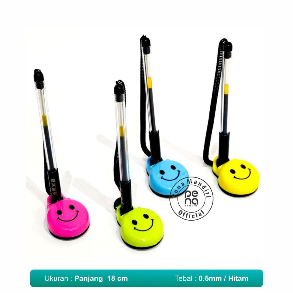 Pena Spiral Pen Desk Table Pen Meja Table Pen Stand Pulpen Pulpen Smile Senyum 0.5mm