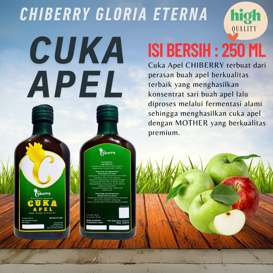 

CHIBERRY Cuka Apel Kualitas Premium 250 ml Botol Kaca