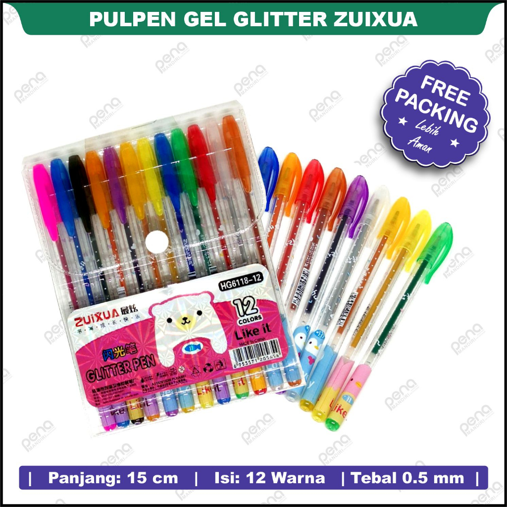 

Pulpen gliter warna zuixua Gliter Gel pen Gliter Pen Warna 12 warna