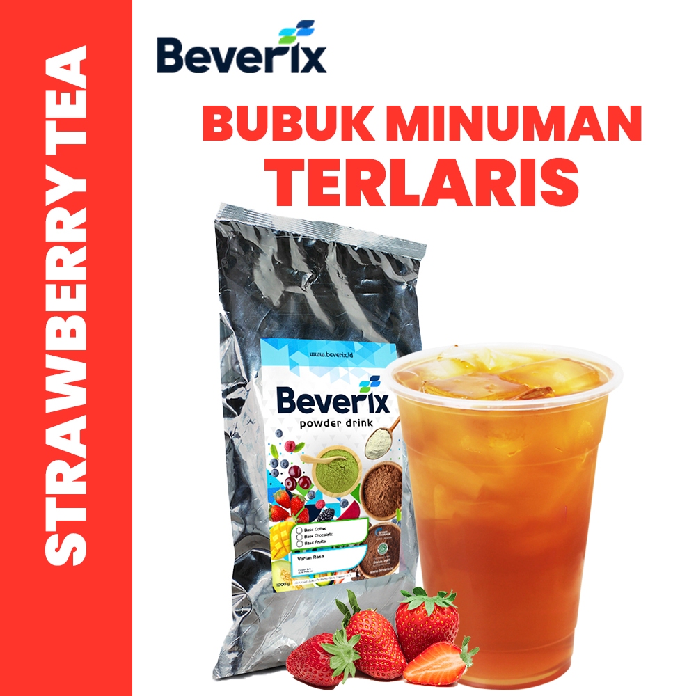 

BEVERIX Bubuk Minuman Strawberry Tea Teh Stroberi Premium 500 Gr Bubuk Fruit Tea Aneka Rasa