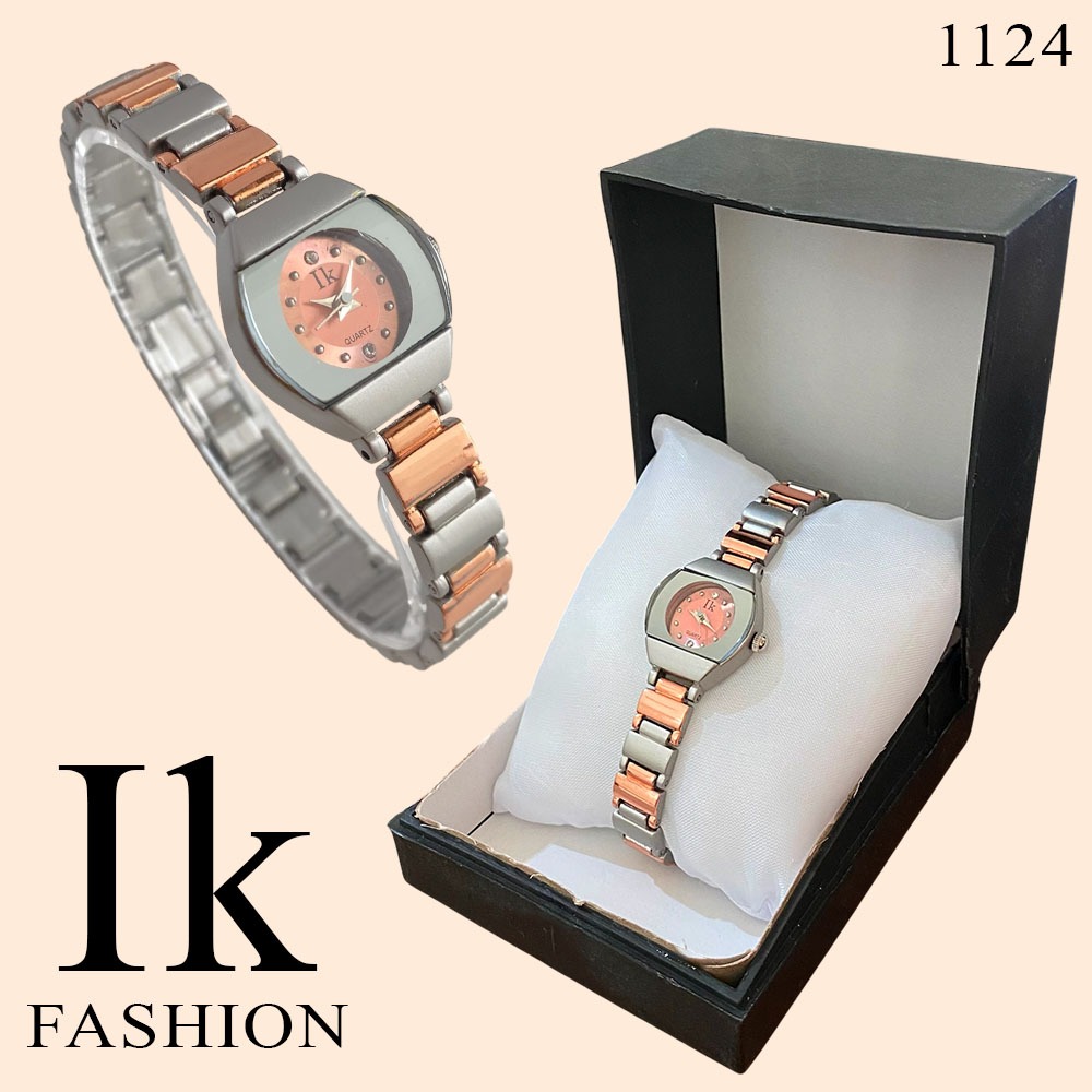Jam Tangan Wanita Analog Bulat Mini IK 1124 Fashion Gelang Stainless Steel + Box