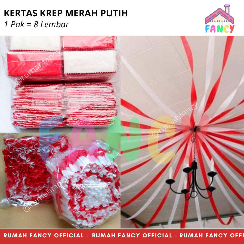 

Kertas Krep Potong Merah Putih / Kertas Krep DIRGHAYU RI 17 Agustus Hiasan Lomba HUT RI