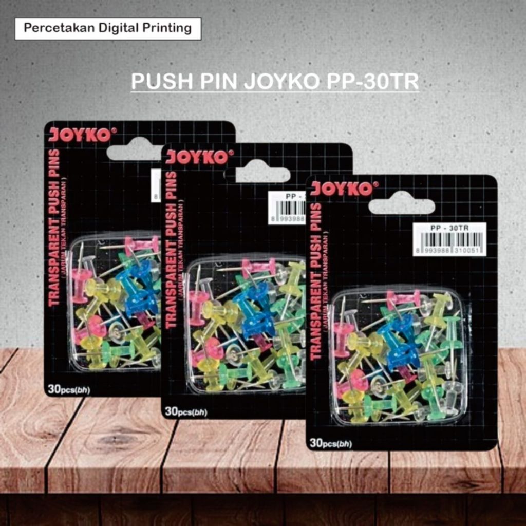 

PUSH PIN JOYKO PP-30TR / PUSH PIN JOYKO / PAKU PIN JOYKO / JARUM TEKAN / PAKU MADING / PAKU PAYUNG JOYKO / KLIP KERTAS / ALAT TULIS KANTOR / PERLENGKAPAN SEKOLAH / PERLENGKAPAN KANTOR / ATK