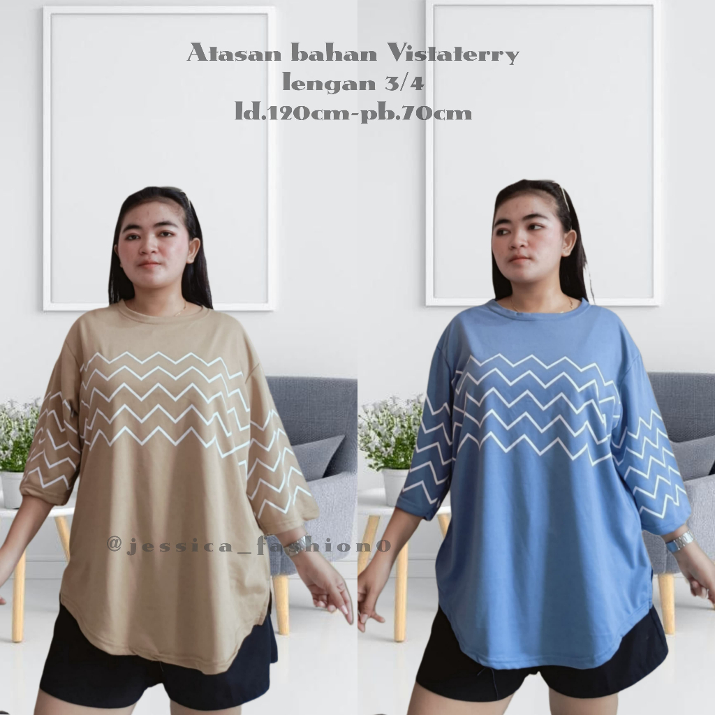 KAOS OVERSIZE /ATASAN WANITA/ATASAN KEKINIAN LENGAN KARET 7/8/ATASAN HIJAB Tshirt